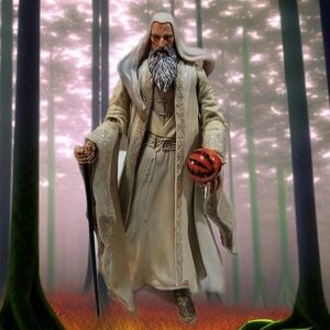 2001 Saruman The White Wizard Action Figure Lord Of The Rings Loose Vintage LOTR